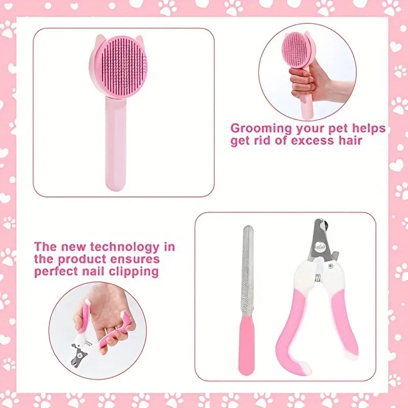 8Pcs Combo Set Cat Brush Beauty Kit with Pet - MyPetDollar.com