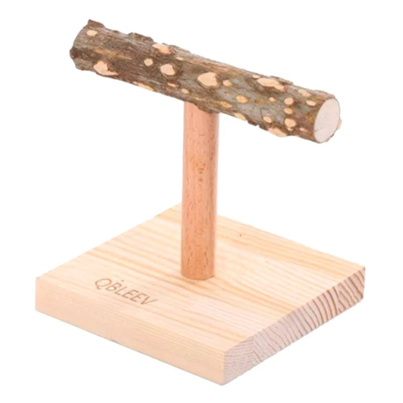 Bird Perch Table Stand Natural Wood Branch T Shape Bar – 2 Colors
