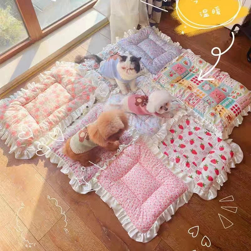 S~XL Pet Soft Mattress Lace Ice Cushion - MyPetDollar.com