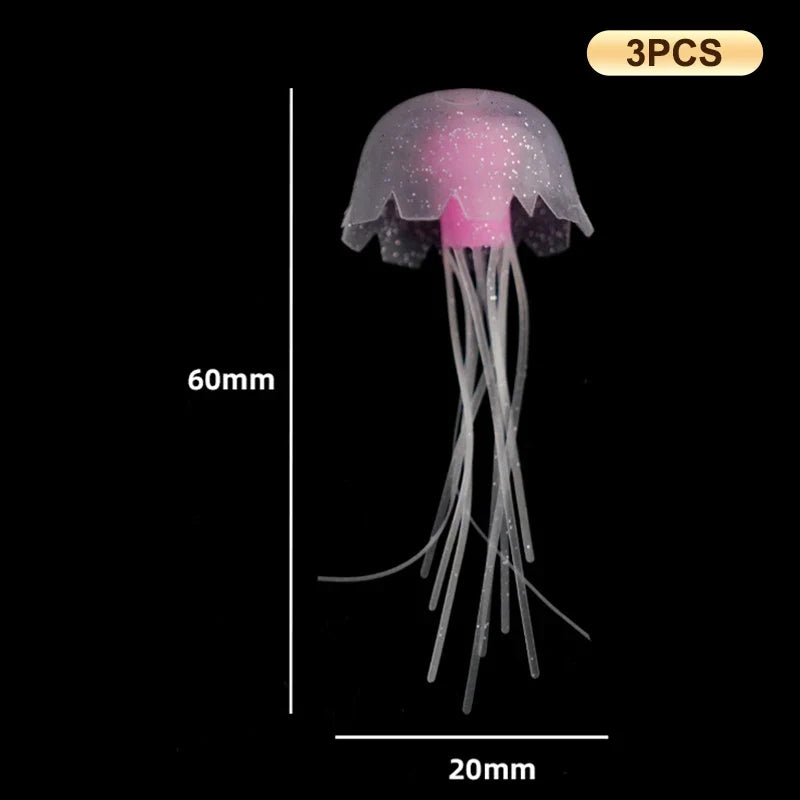 3Pcs Glowing Silicone Jellyfish Aquarium - MyPetDollar.com