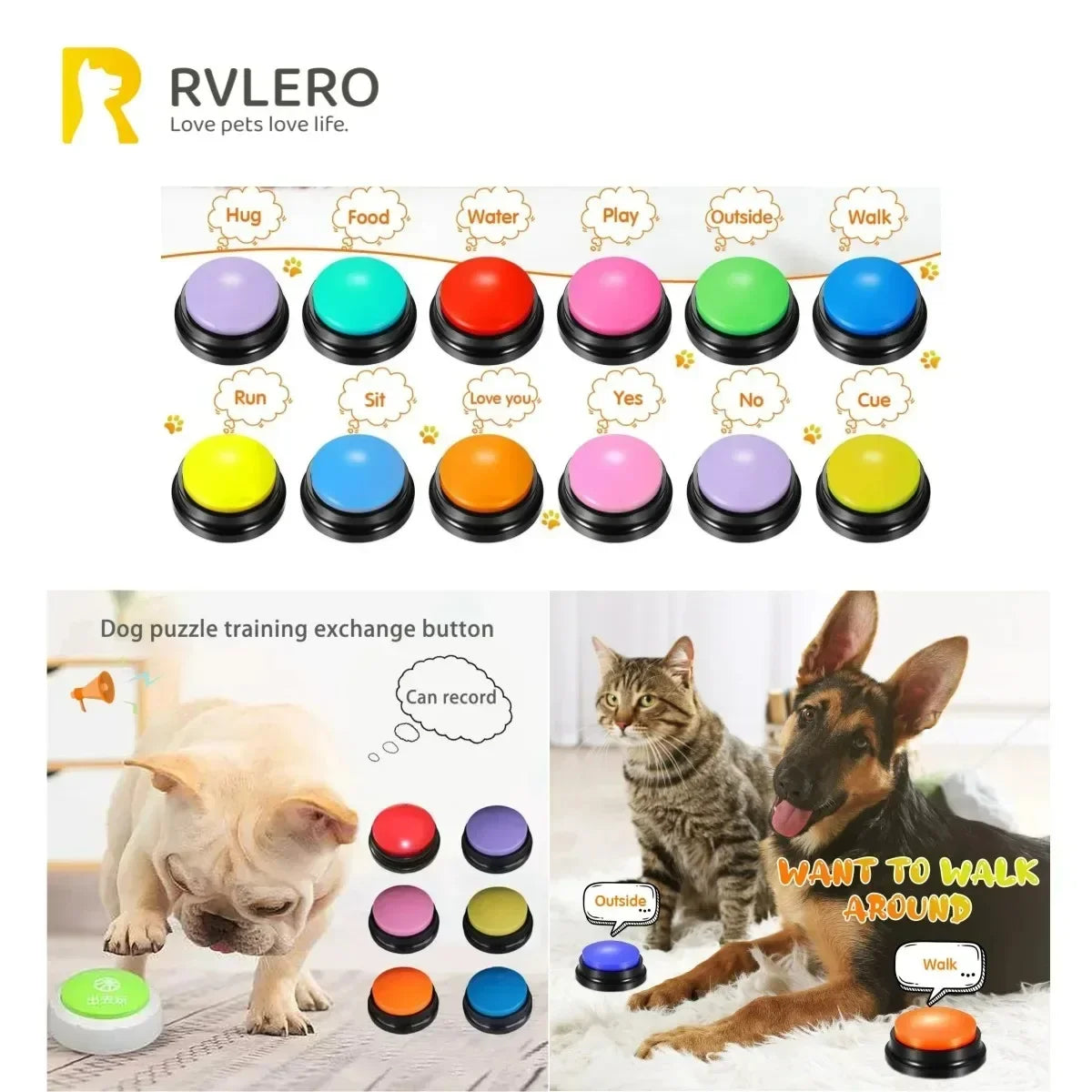 Dog Communication Buttons Voice Recording - MyPetDollar.com