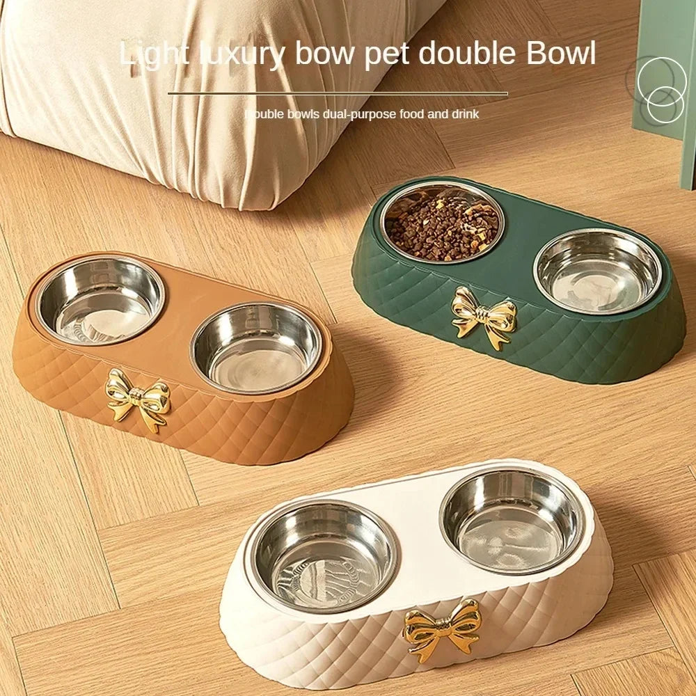 Pet Supplies Bow-tie Bowknot Cats Food Bowl - MyPetDollar.com