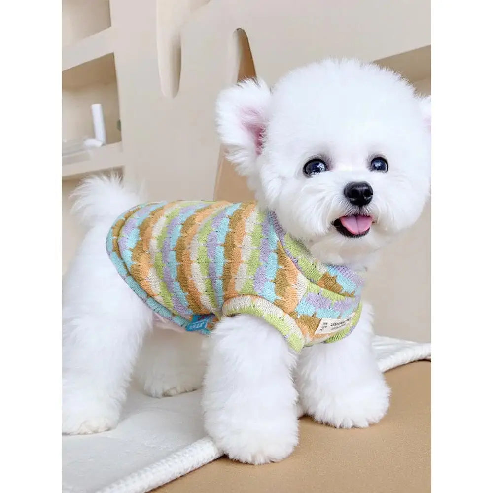 Thickened Warm Striped Sweater Vest Two Legs - MyPetDollar.com