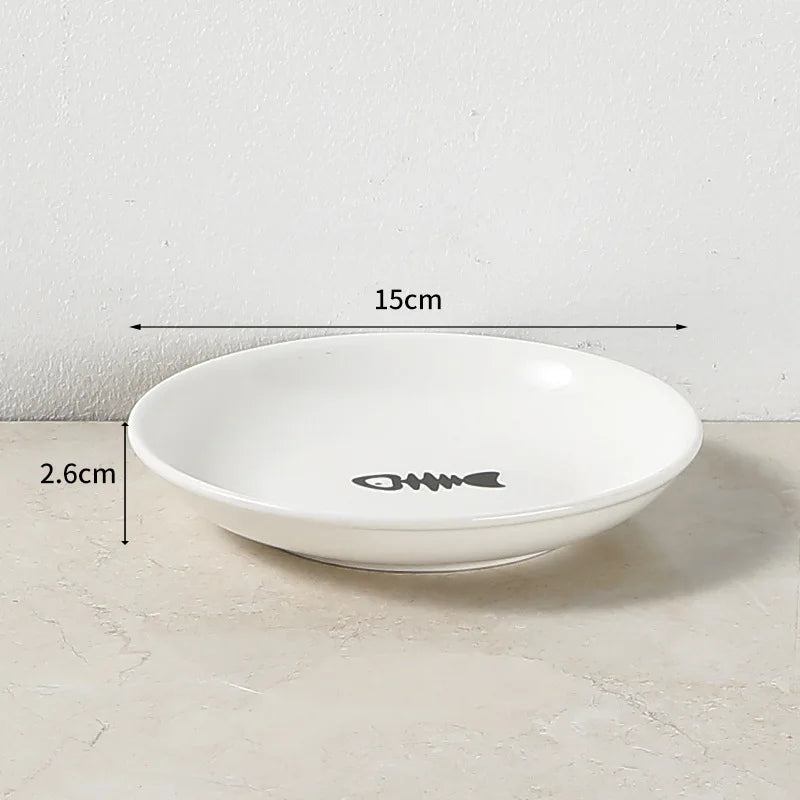 Non-Slip Elevated Ceramic Cat Bowl with Iron Stand