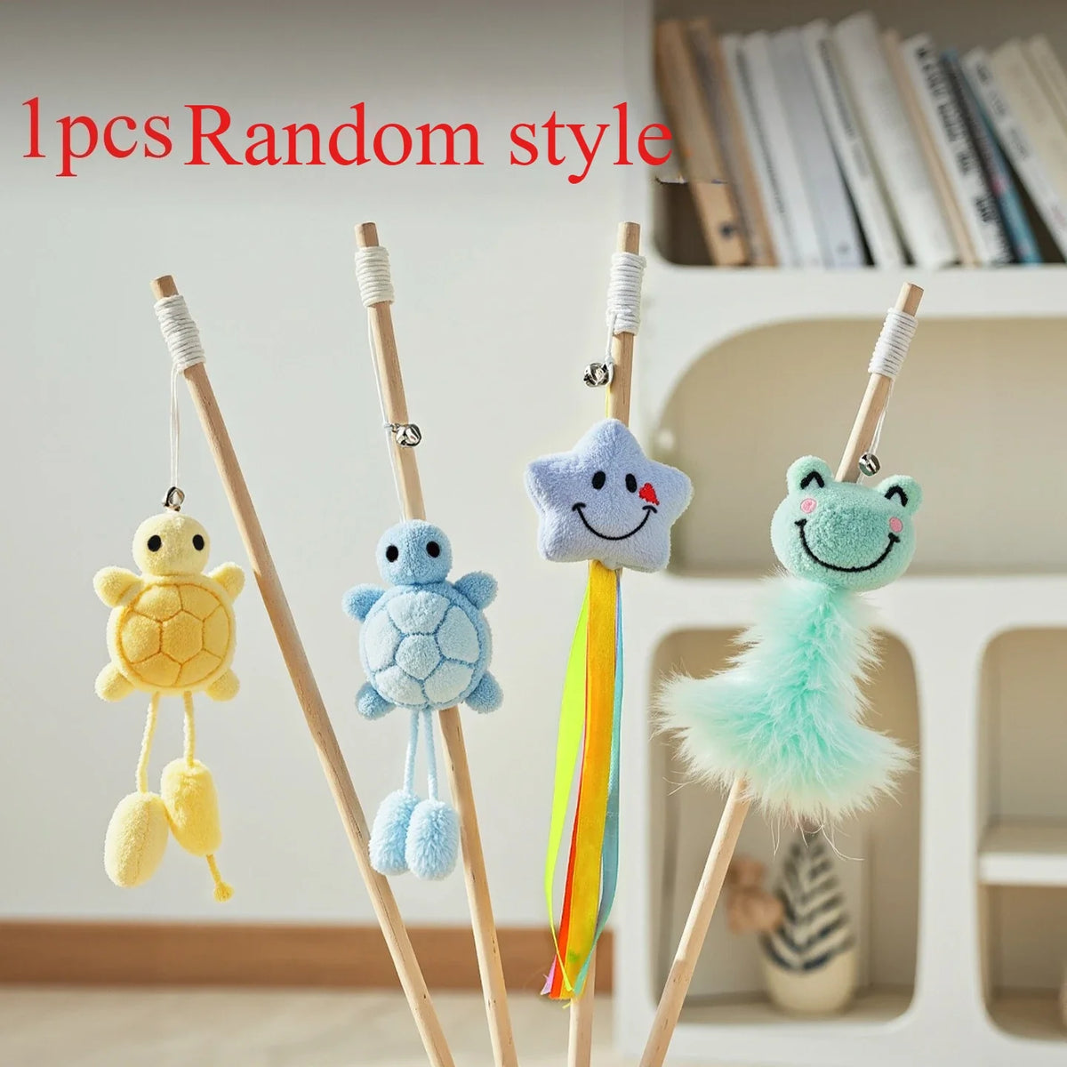 Durable Cat Toys Wooden for Teaser Stick Bite Resistant Tortoise