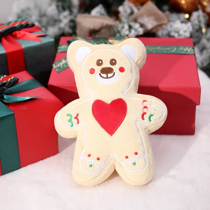 Pet Christmas Plush Sound Toy Thorn Bear Snowman Tree