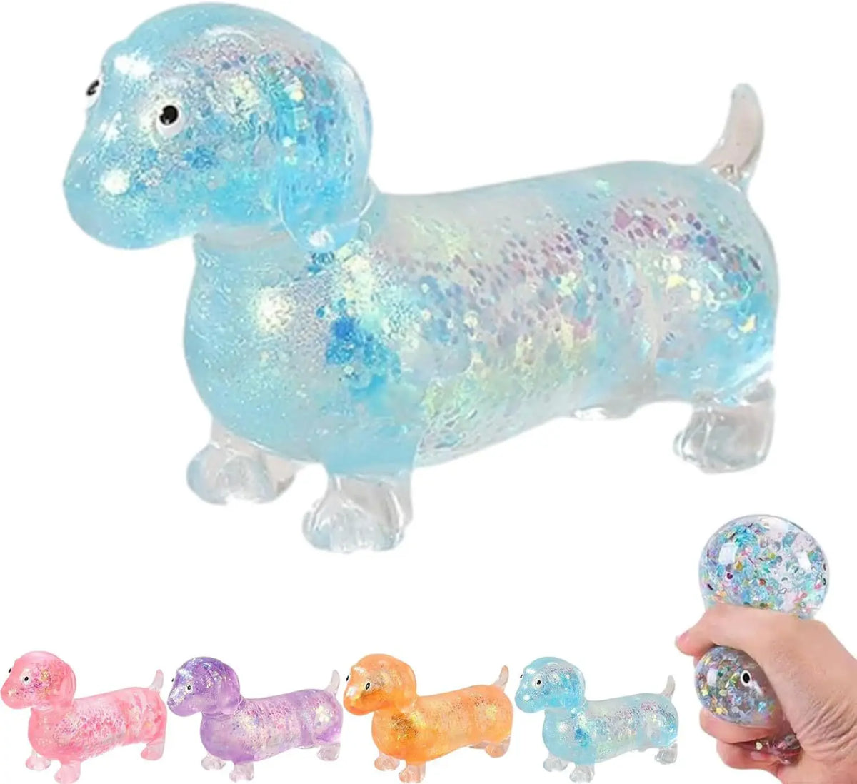Glitter Dachshund Squishy Squeeze Plaything Soft Stretchy Vent Ball for Dogs