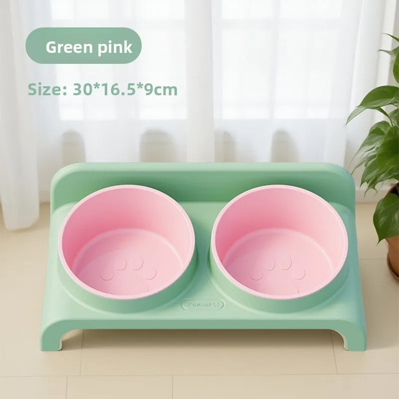 Adjustable Height Pet Double Bowl Feeder for Dogs & Cats