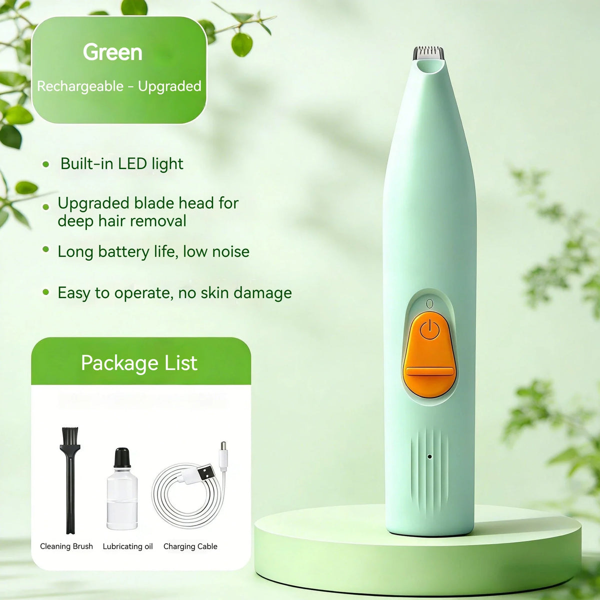 Dog & Cat Paw Hair Trimmer Low‑noise Electric Pet Foot Shaver