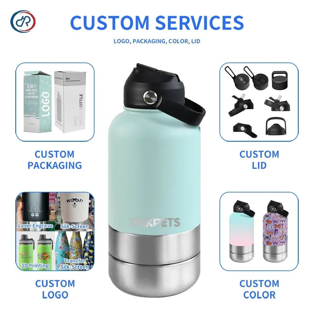 OKKPETS 32Oz 3 in 1 Stainless Steel Dog - MyPetDollar.com