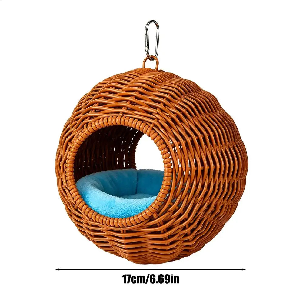 Breathable Small Parrots Bird Home Fake Grass Handwoven Nest – 2 Colors