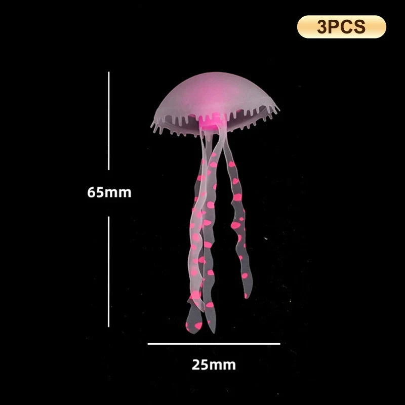 3Pcs Glowing Silicone Jellyfish Aquarium - MyPetDollar.com