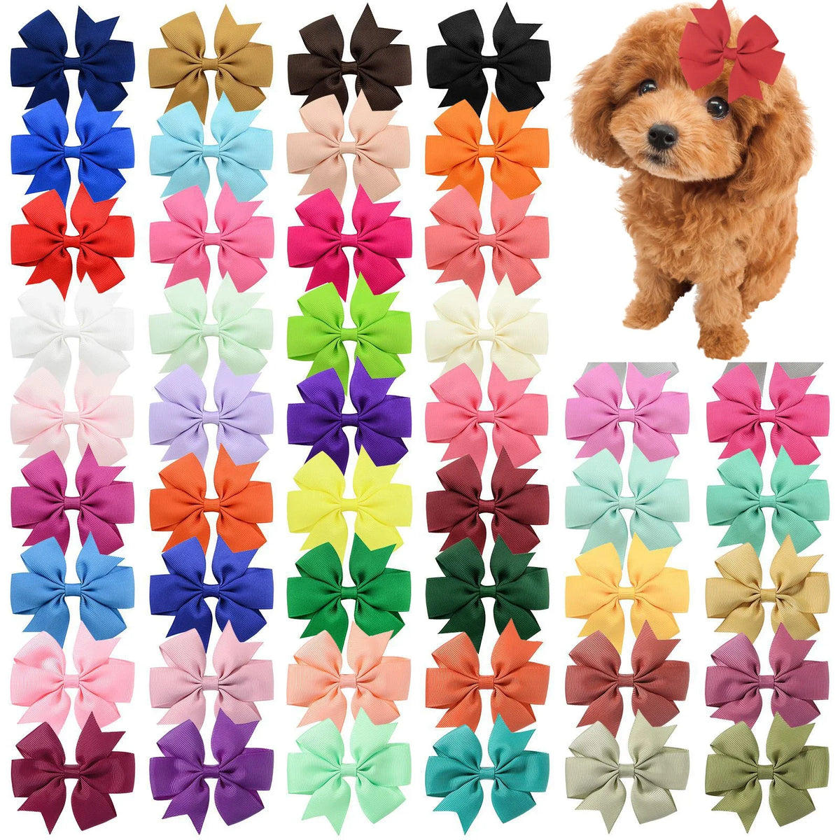 50 Large Dog Hair Clips Bows Pet Diamond Small