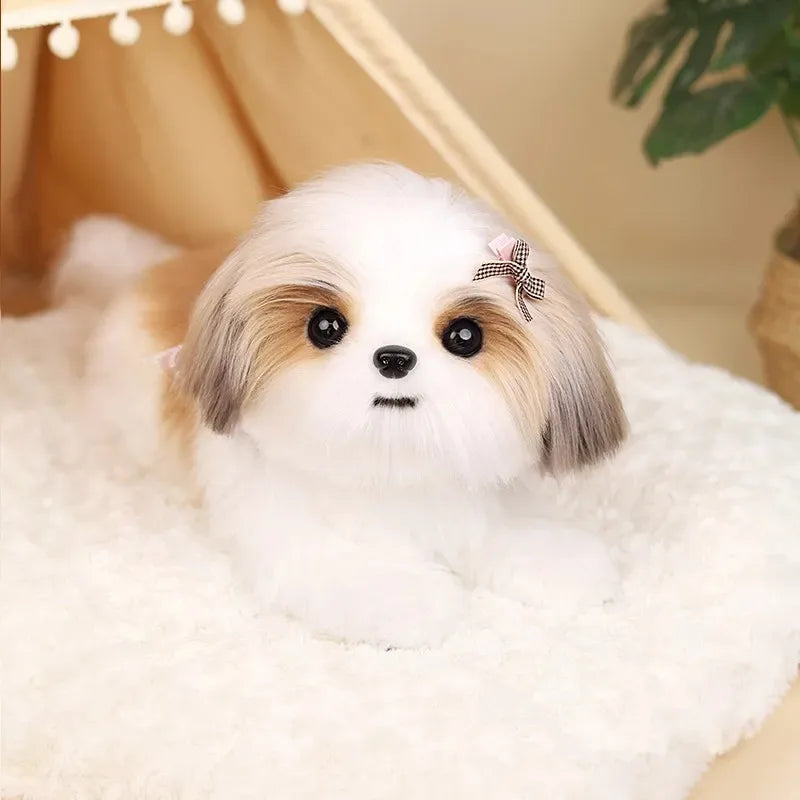 Lifelike Simulation Shih Tzu Stuffed Animal Soft Fluffy Puppy – Dog Supplies