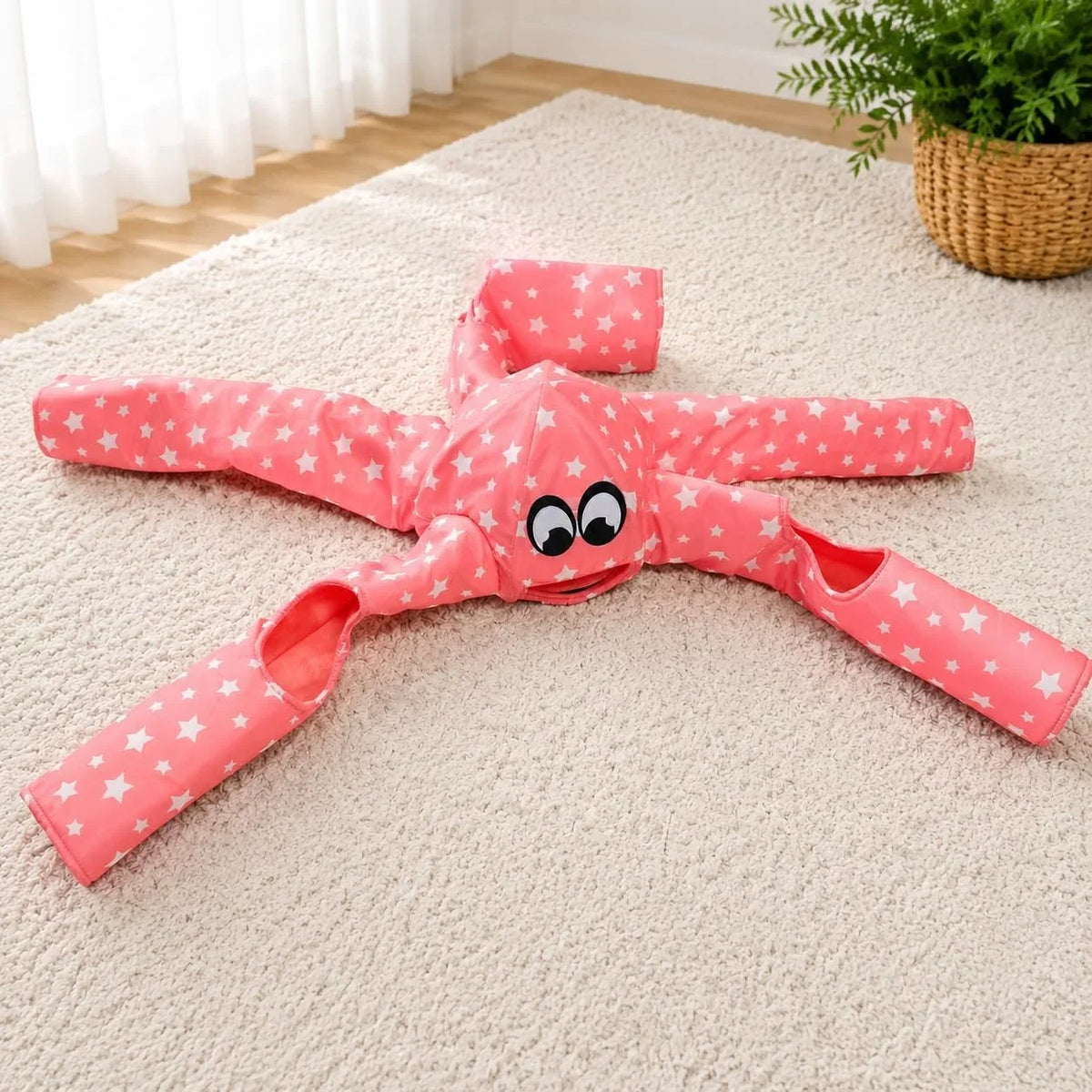 Octopus‑shaped Small Animal Tunnel Hideout 5 Arm Soft Crinkle – 2 Colors