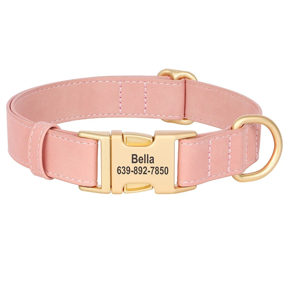 Personalized PU Leather Dog Collar Free - MyPetDollar.com