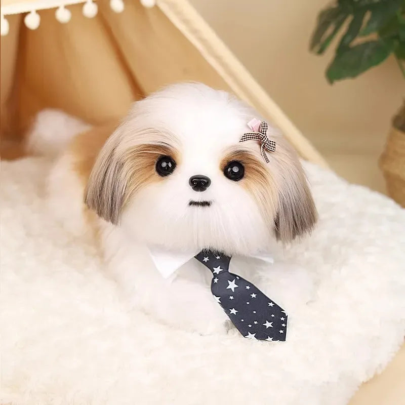Lifelike Simulation Shih Tzu Stuffed Animal Soft Fluffy Puppy – Dog Supplies