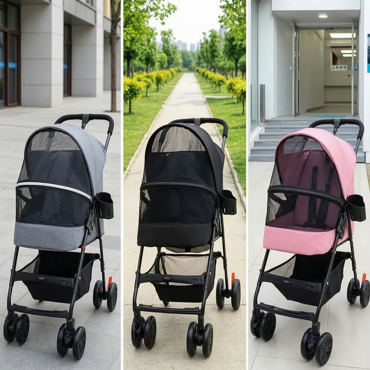 Pet Stroller with Cup Holder Collapsible Pet - MyPetDollar.com
