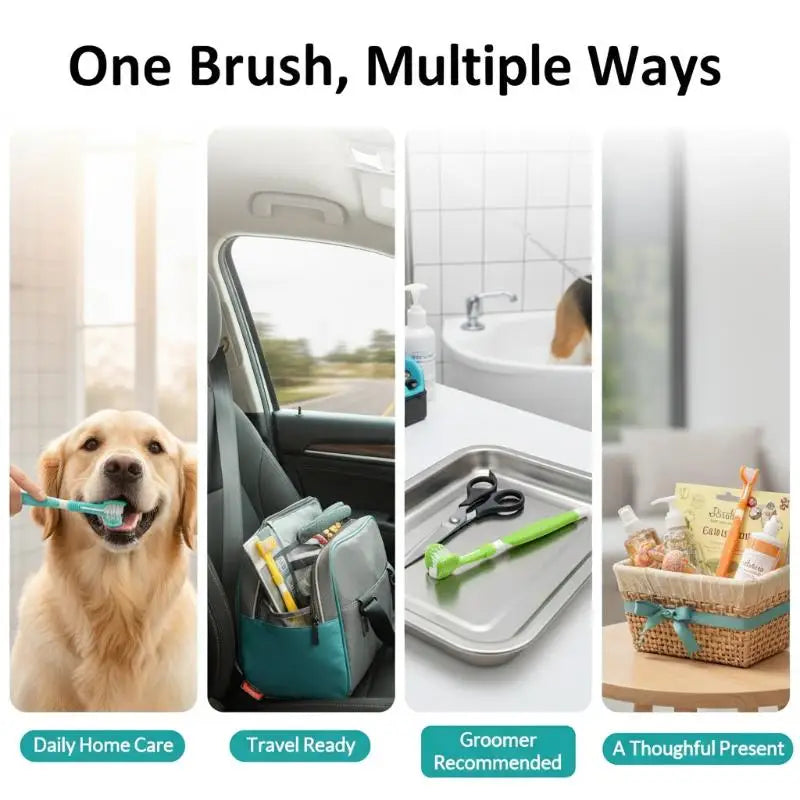 Non Slip Handle 3 Sided Pet Toothbrush with - MyPetDollar.com