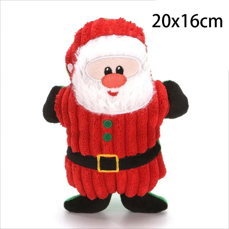 Dog Chewing Plaything Xmas Pet Plush Noise Santa Elk Gingerbread Man