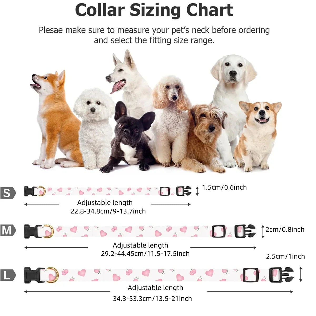 Solid Cotton Dog Collar Cute Heart And - MyPetDollar.com