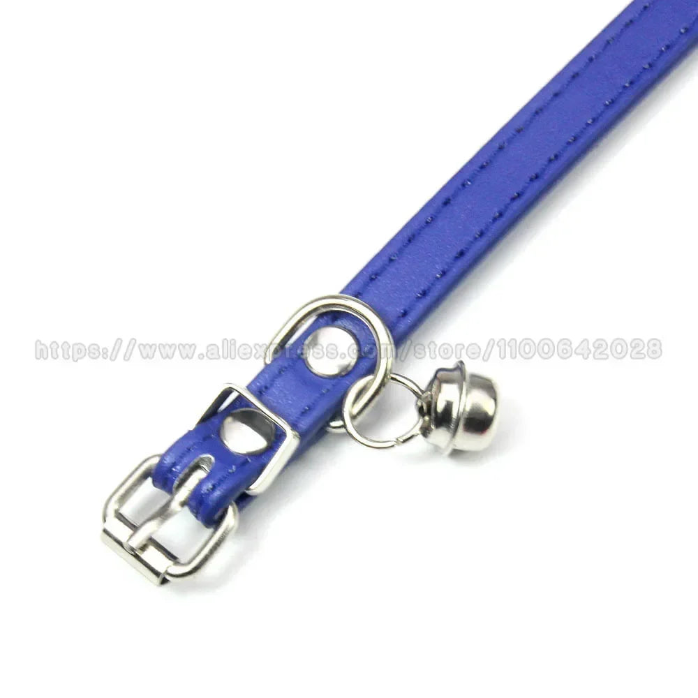 Cute Puppy Cat Collar With Bells PU Leather - MyPetDollar.com