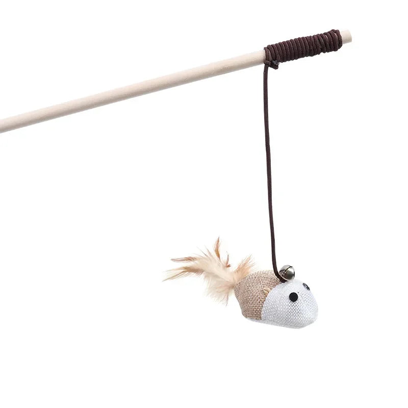 New Mouse Wooden Teasing Cat Rod Cat Toy Pet - MyPetDollar.com