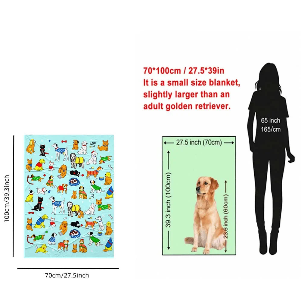 Cute Dog Pattern Blanket, Super Soft and Comfortable Suitable – Dog Beds & Mats