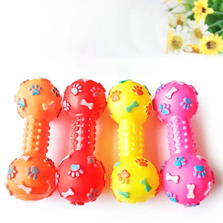 New Pet Dog Squeaky Toy - Dumbbell & Bone - MyPetDollar.com