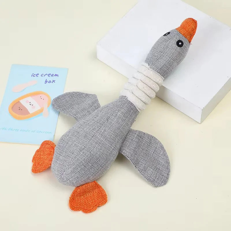 Interactive Eco - Friendly Plush Duck Dog Plaything