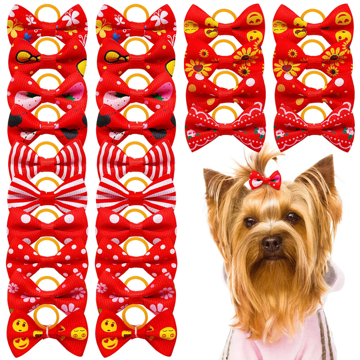 Small Dog Bows Pet Hair Accessories Rubber Bands – 11 Colors