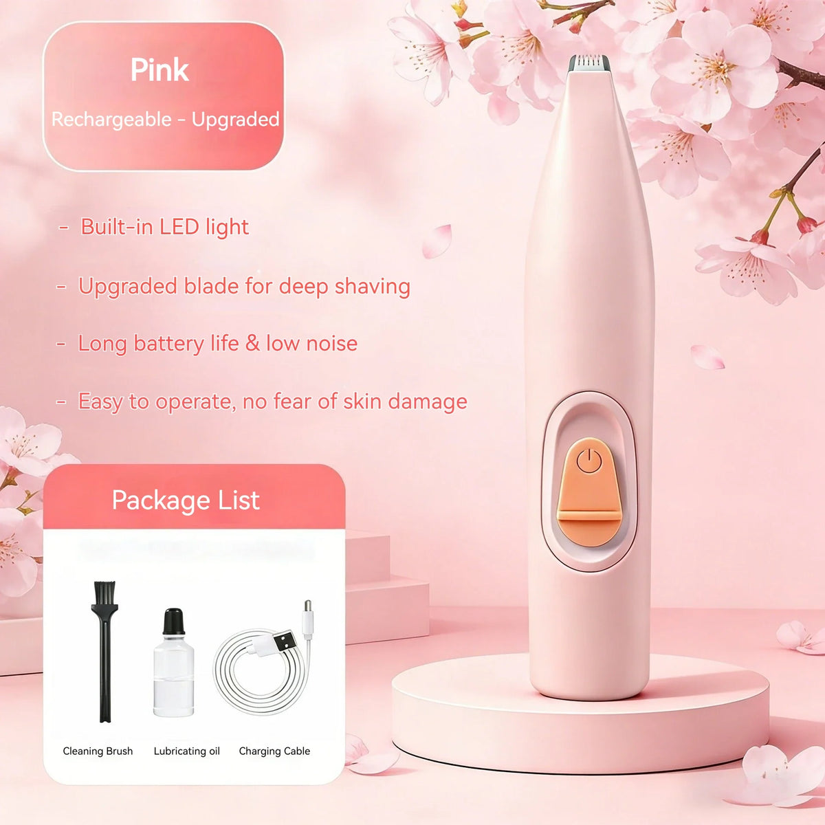 Dog & Cat Paw Hair Trimmer Low‑noise Electric Pet Foot Shaver