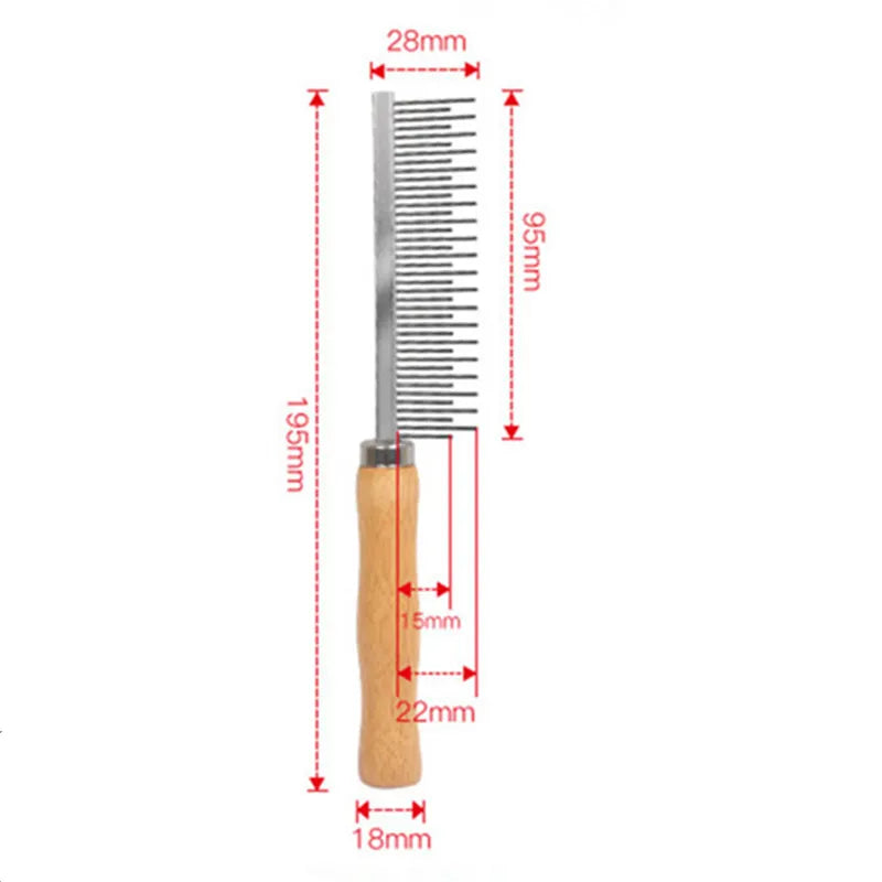 Wood Cat Comb Stainless Steel Grooming Brush – 3 Colors