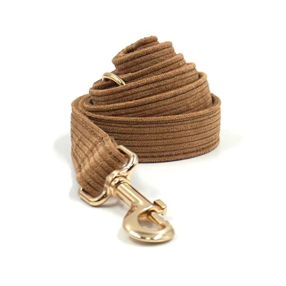 Brown Corduroy Dog Harness and Leash Set - MyPetDollar.com