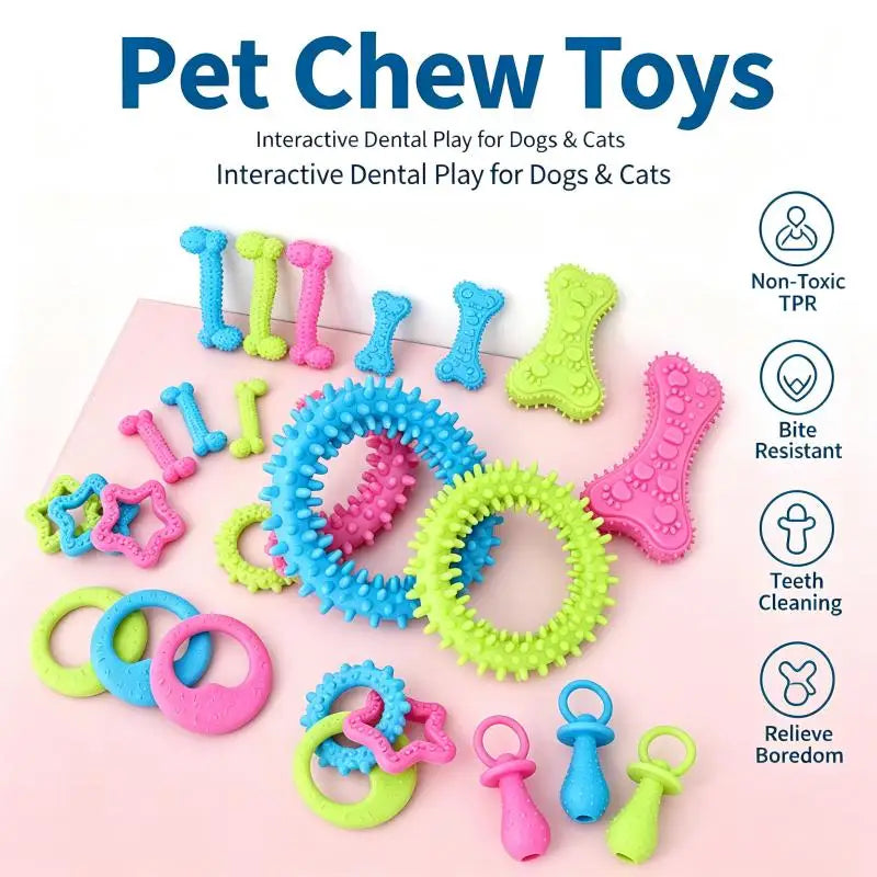 Pet Chew Toys Set Bone Pacifier Thorn Ring - MyPetDollar.com
