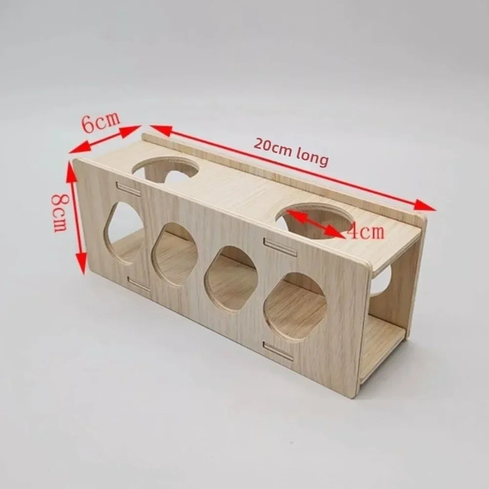 Natural Wood Hamster Tunnel Hideout Maze Chew Plaything