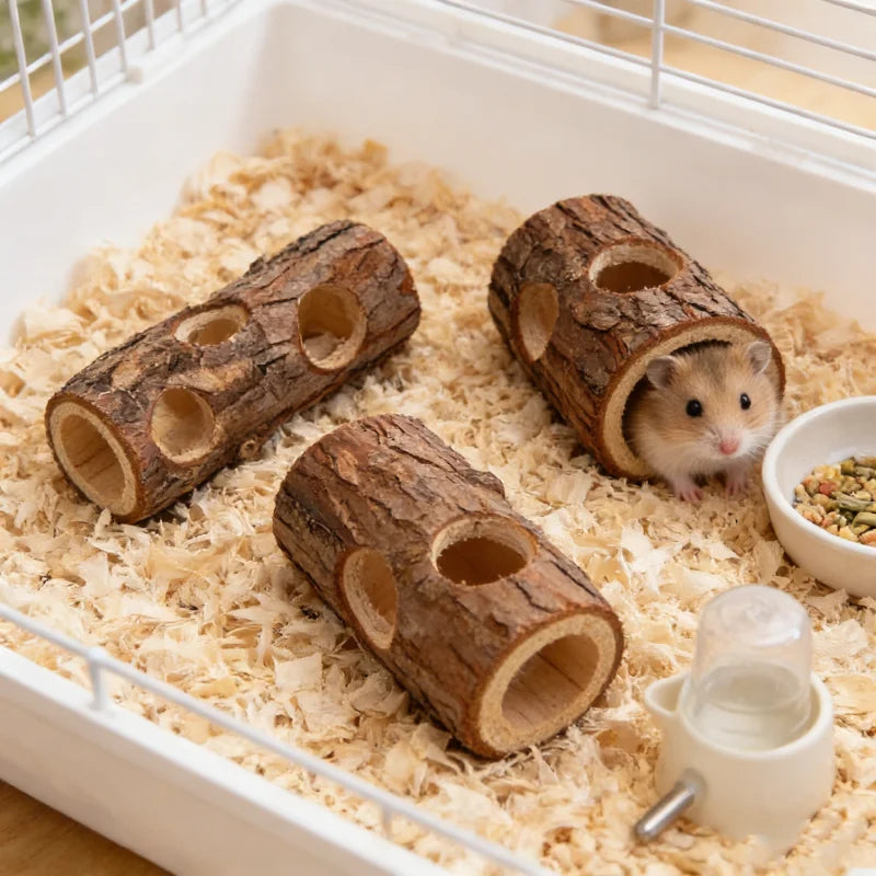 Wooden Hamster Tree Hollow Toy Fir Stump - MyPetDollar.com