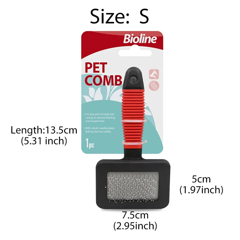 Bioline Self Cleaning Slicker Grooming Brush Dog & Cat Bunny Pet