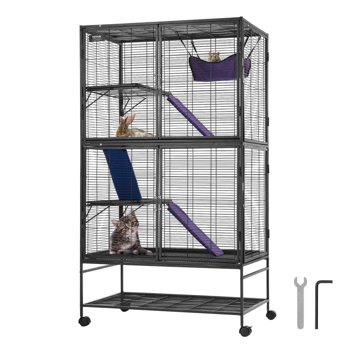 SucceBuy 64.6" Rolling Metal Ferret Cage - MyPetDollar.com