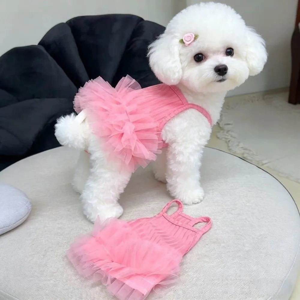 Cute Breathable Puppy Slip Dress Lace Hem - MyPetDollar.com