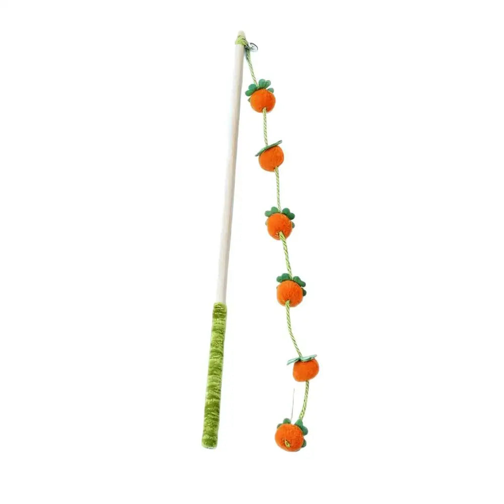 Cat Wand Toys 15.7 Inch Wooden Fruit-shaped – 3 Colors