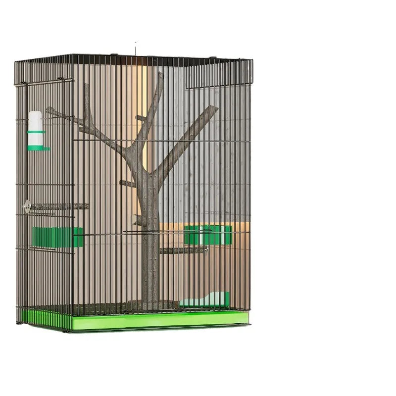 Large Vertical Bird Cage with Natural Wood - MyPetDollar.com
