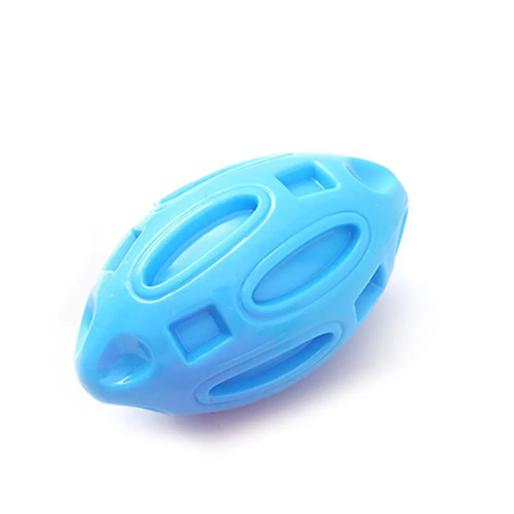 Rubber Dog Toy Ball Squeaky Rugby Teeth Cleaning Pet Grinding – 5 Colors