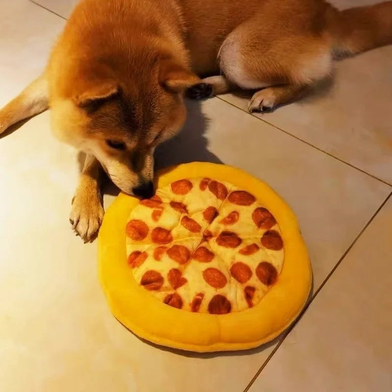 Dog Toy Plush Pizza Shape Pet Squeaky Sound - MyPetDollar.com