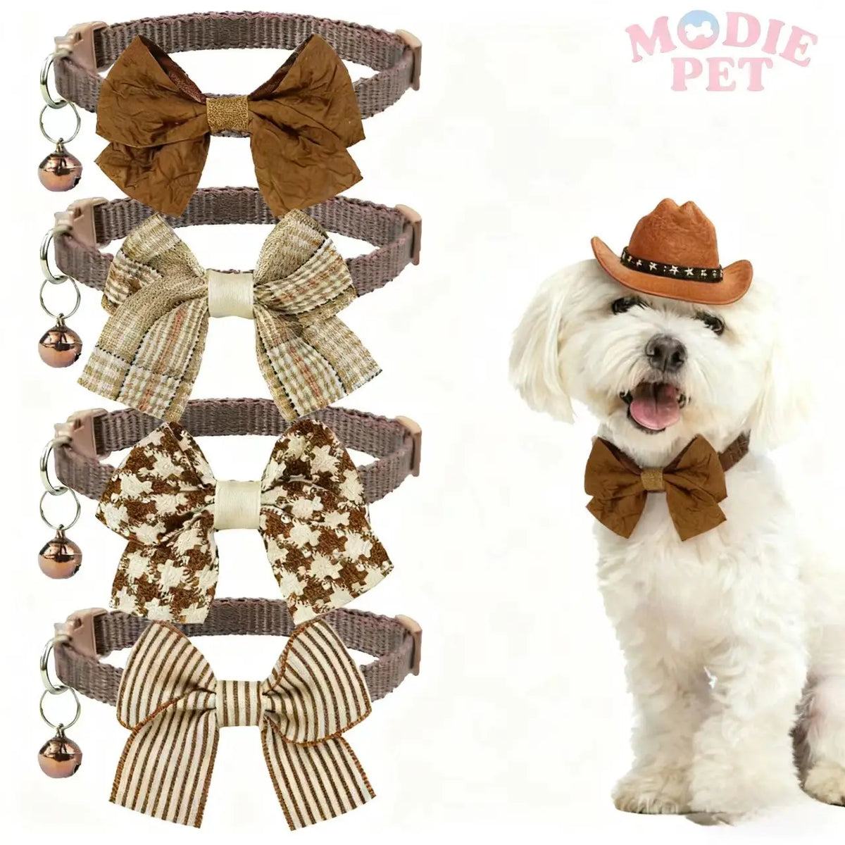 1 Brown Winter Dog Collar, Adjustable