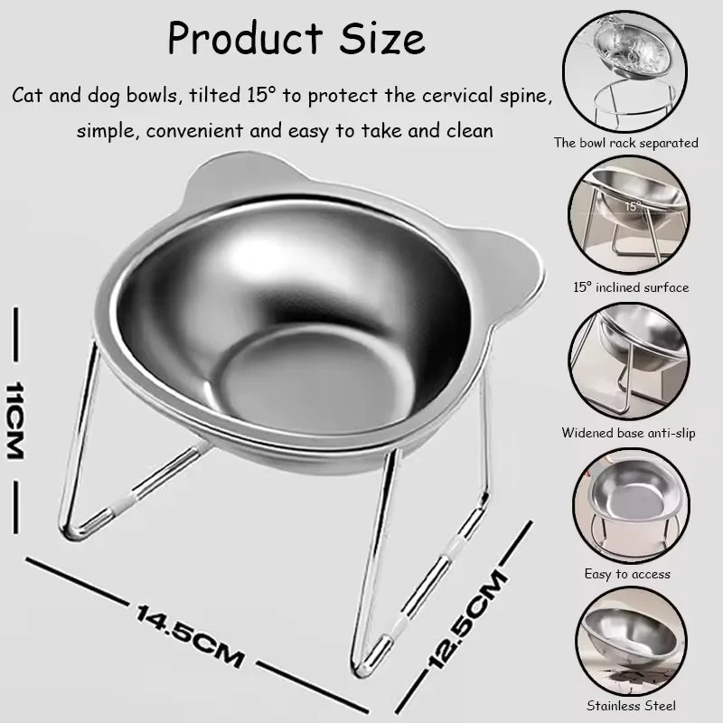 Dog Bowl 15° Tilted Elevated 304 Stainless - MyPetDollar.com