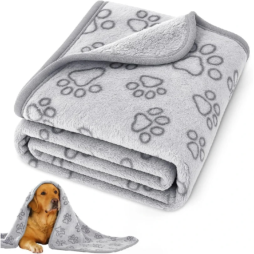 Cozy Plush Dog Paw Print Blanket - Soft - MyPetDollar.com