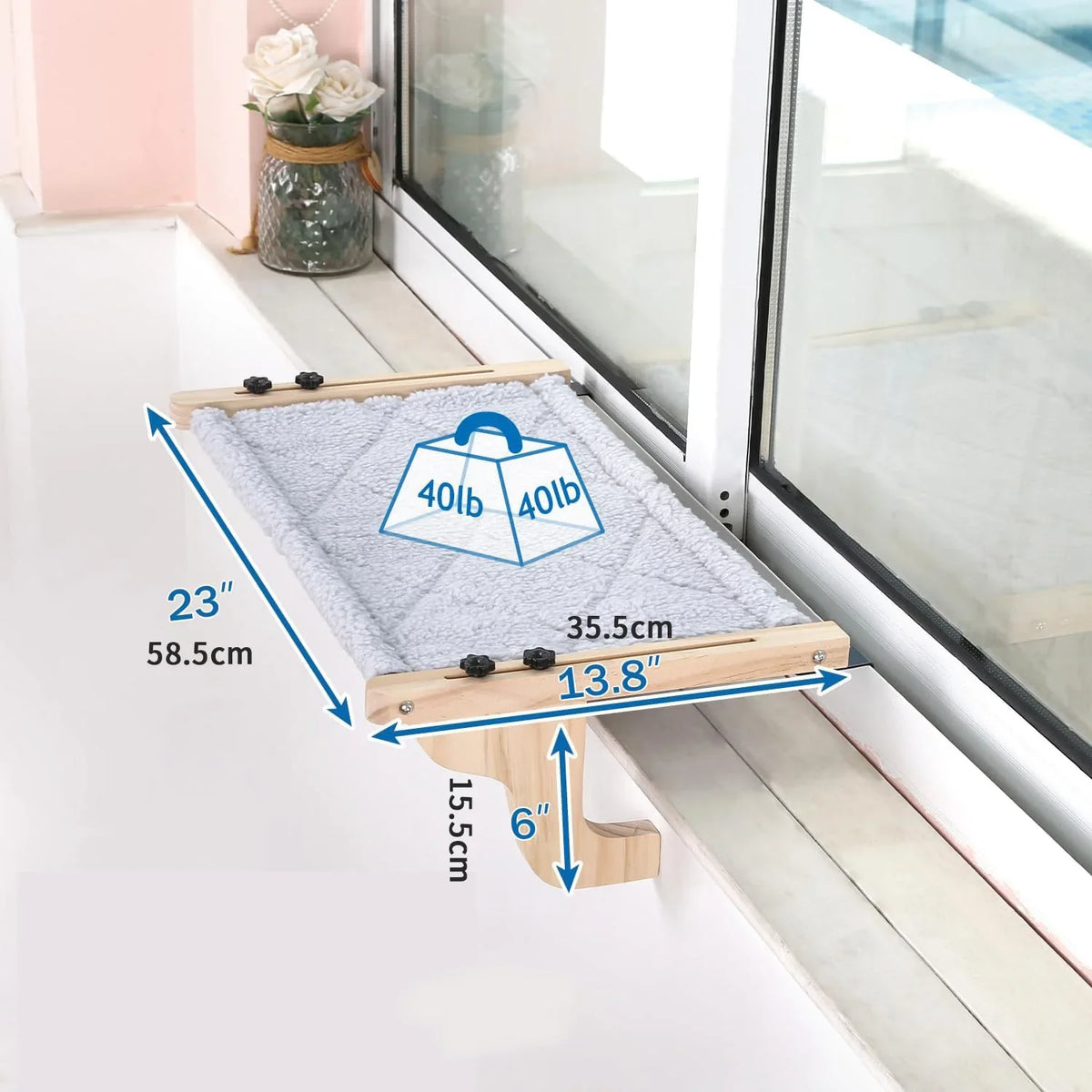 Hanging Wooden Cat Bed Indoor Window Side Resting Breathable, Warm
