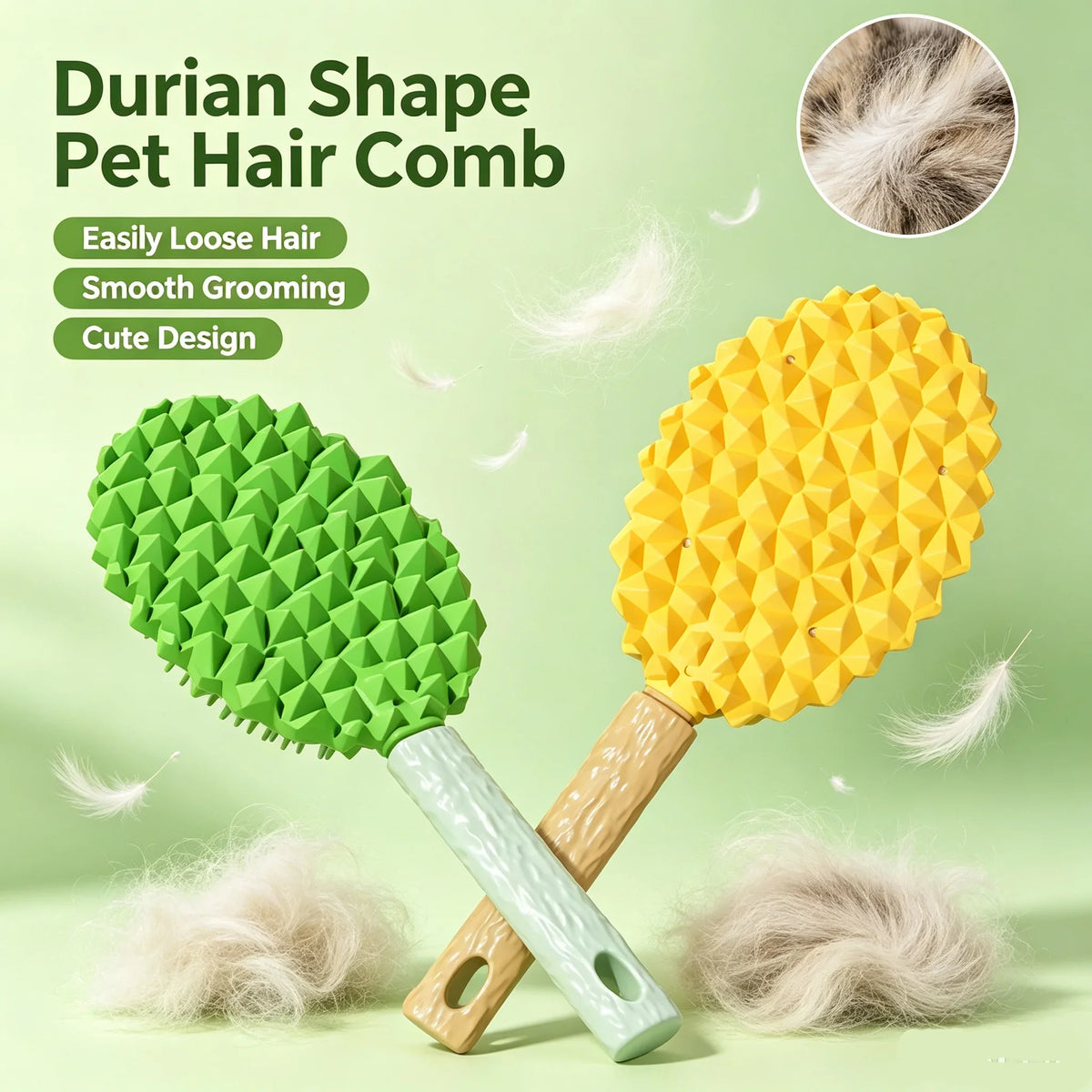 1pc Cute Durian‑Shaped Pet Grooming Brush, - MyPetDollar.com