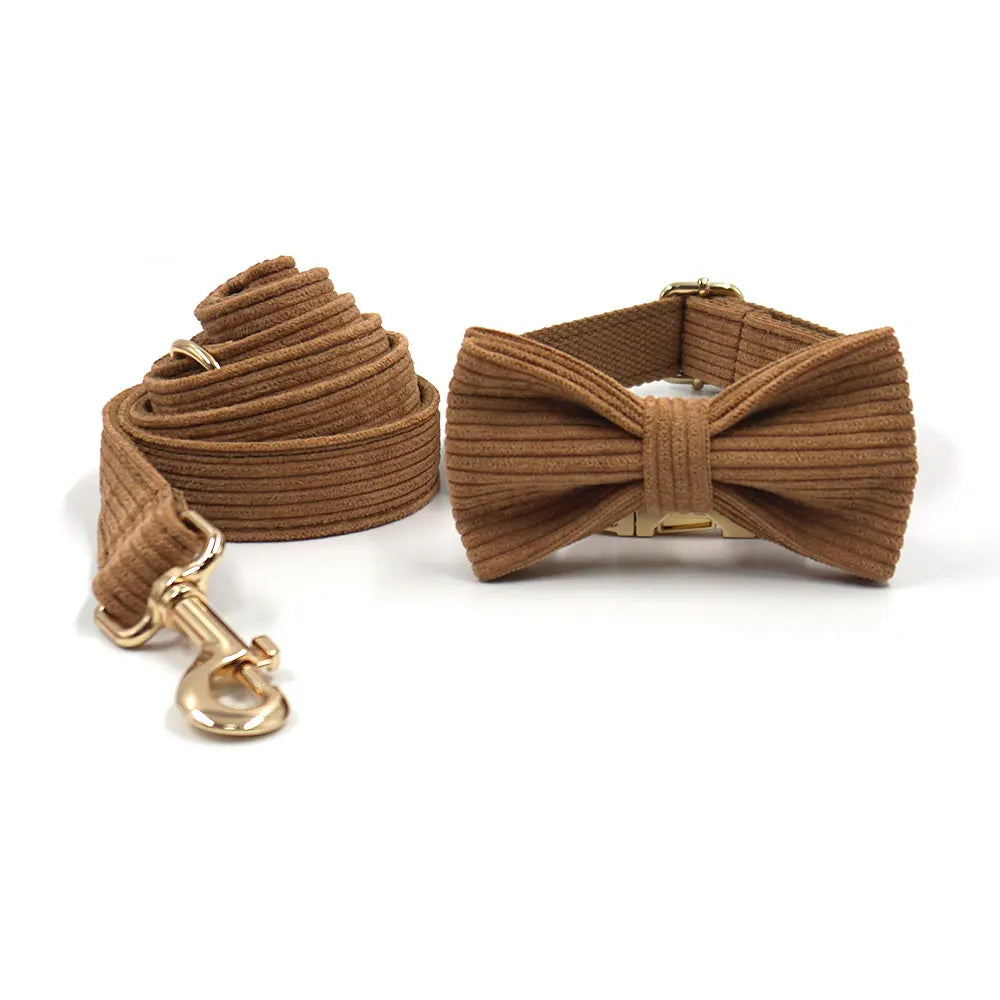 Brown Corduroy Dog Harness and Leash Set - MyPetDollar.com